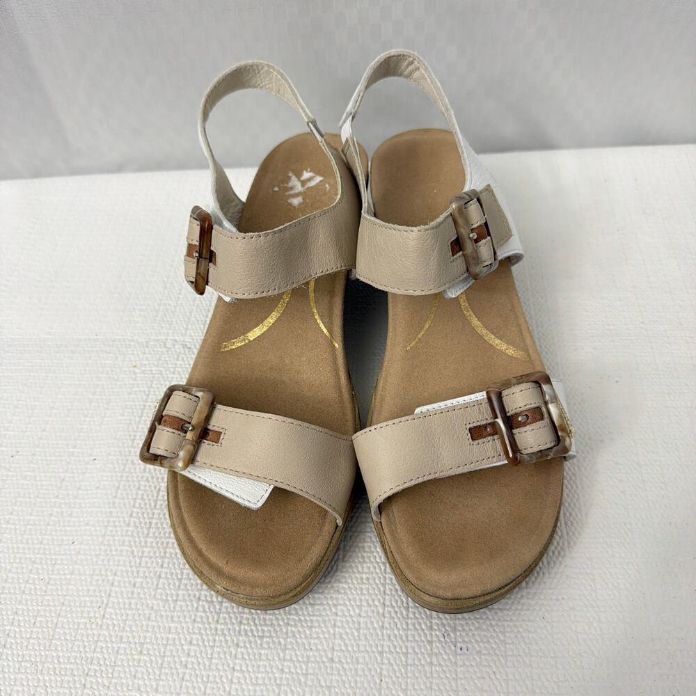 Naot Sandals Womens Size 6 Mode Block Heel White Taupe Adjustable Ankle Strap - Picture 3 of 10
